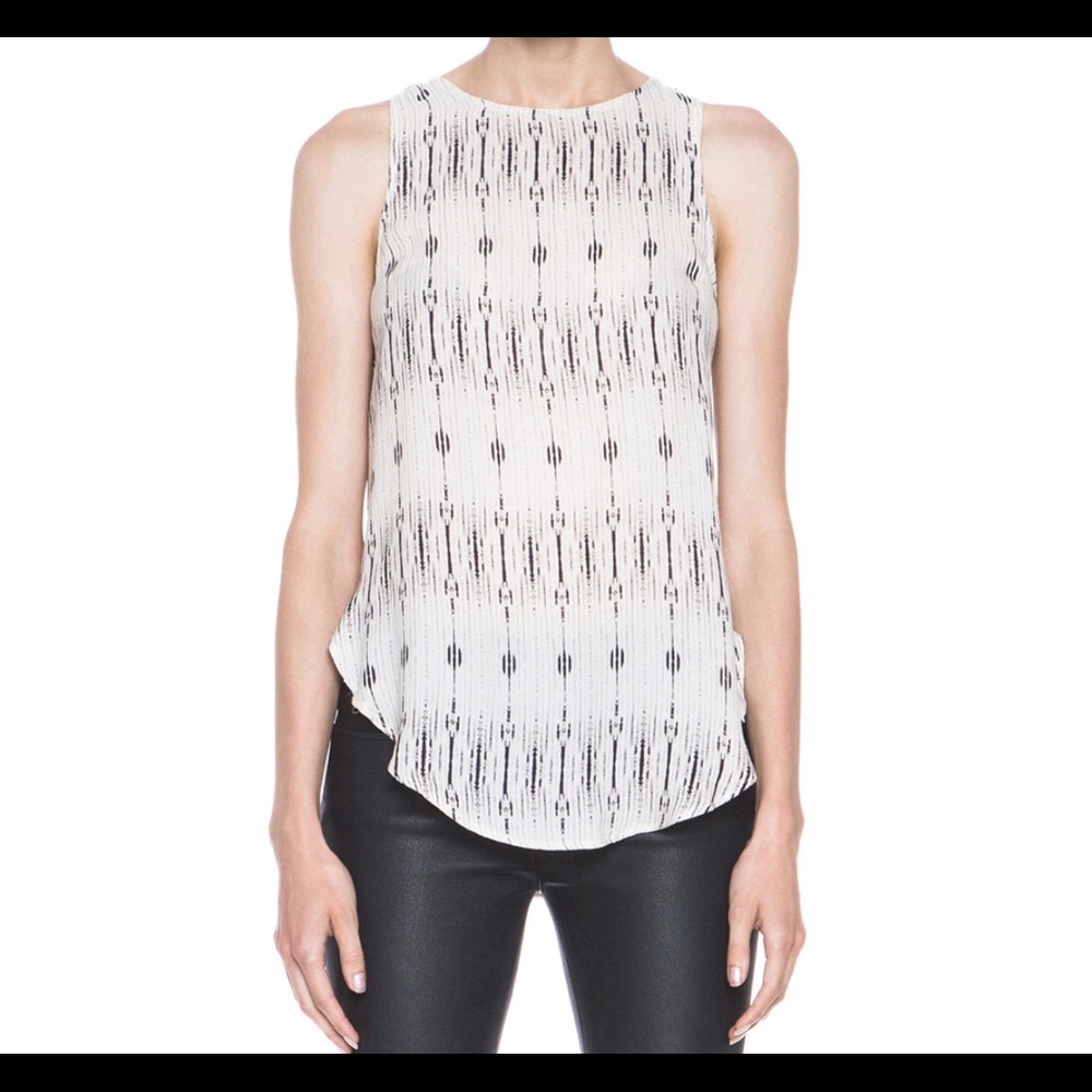 Haute Hippie cream and black tank with cowl back